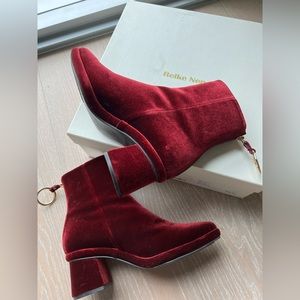 Reike Nen Velvet Boots in Burgundy